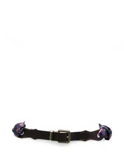 Etro Paisley-print Leather-panel Belt In Black