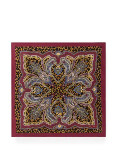 Etro Paisley-print Leopard-pattern Scarf In Red