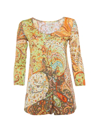 Pre-owned Etro Paisley-print Long-sleeve Blouse In Green