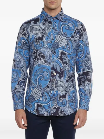 Pre-owned Etro Paisley-print Long-sleeve Shirt In Blue