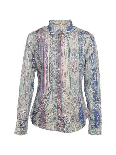 Pre-owned Etro Paisley-print Long-sleeve Shirt In White
