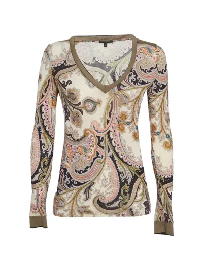 Pre-owned Etro Paisley-print Long-sleeved T-shirt In Neutral