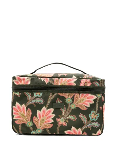 Etro Paisley-print Make-up Bag In Brown