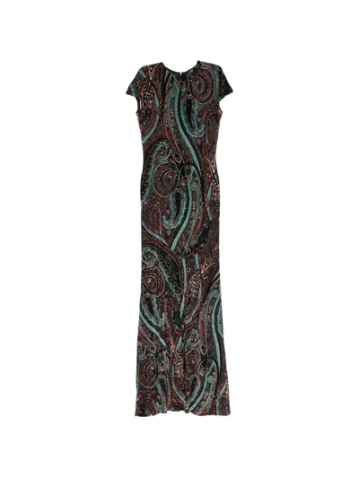 Etro Paisley-print Maxi Dress In Green