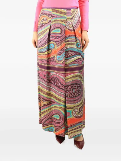 Pre-owned Etro Paisley-print Maxi Skirt In Pink