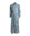 Etro Belted Paisley-print Cotton-voile Midi Shirt Dress In Blue