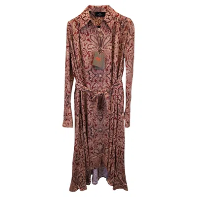 Pre-owned Etro Paisley-print Midi Shirt Dress In Red Viscose