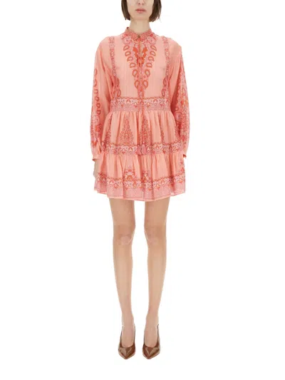 Etro Paisley-print Mini Dress In Pink