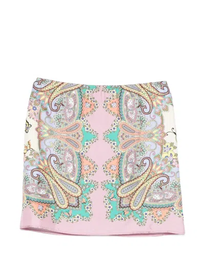 Pre-owned Etro Paisley-print Miniskirt In Pink
