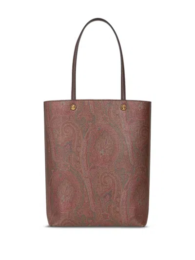 Etro Paisley Tote Bag With Clutch In Brown