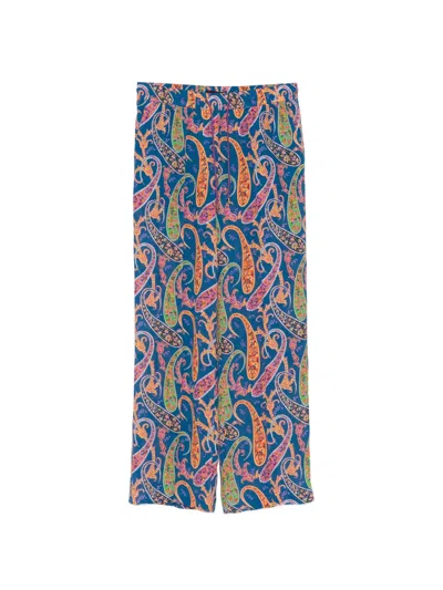 Etro Paisley-print Palazzo Pants In Blue
