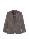 Etro Multicolor Single Breasted Jacket In Brown