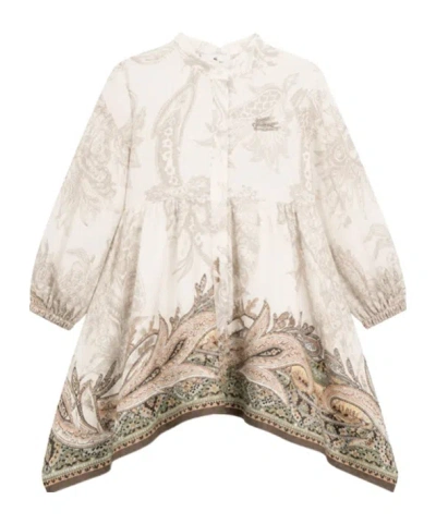 Etro Paisley-print Pegasus-embroidered Dress In Neutral