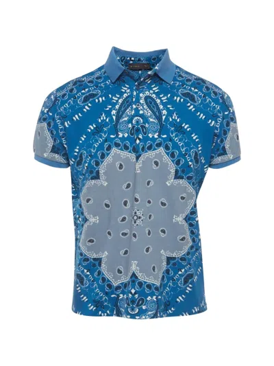 Pre-owned Etro Paisley-print Polo Shirt In Blue