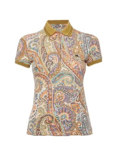 Pre-owned Etro Paisley-print Polo T-shirt In Neutral