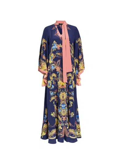 Etro Paisley-print Pussy-bow Maxi Dress In Multi