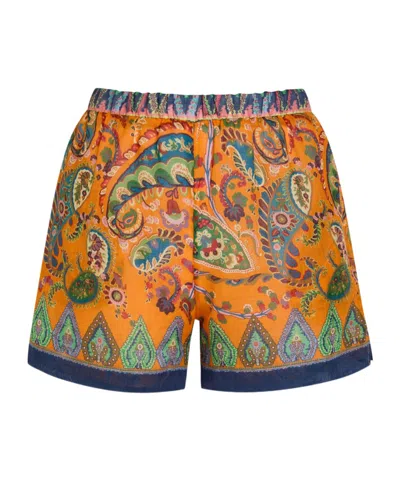 Etro Paisley-print Ramie Shorts In Multicolor