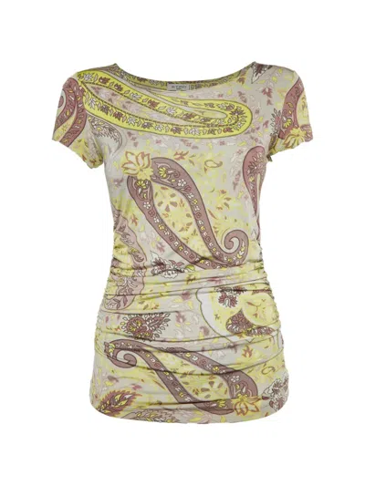 Pre-owned Etro Paisley-print Ruched Top In Neutral