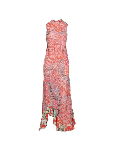 Etro Paisley-print Ruffled Maxi Dress In Orange