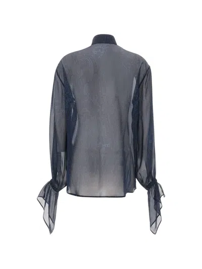 Etro Paisley-print Ruffled Shirt In Blue