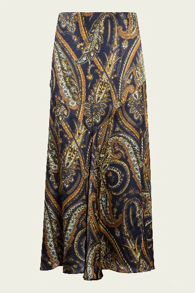 Etro Paisley-print Satin Maxi Skirt In Multicolor In Animal Print