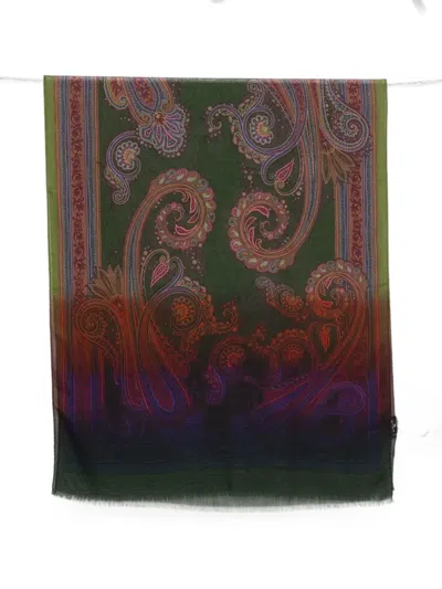Etro Paisley-print Scarf In Green