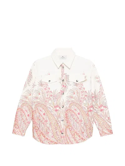 Etro Kids' Paisley-print Shirt Jacket In White