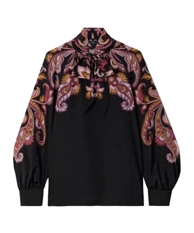 Etro Paisley-print Silk Blouse In Black