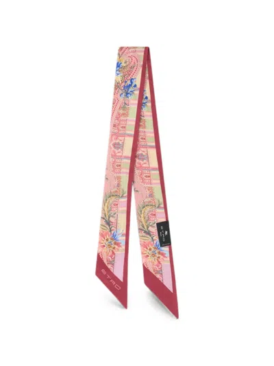 Etro Paisley-print Silk Scarf In Pink