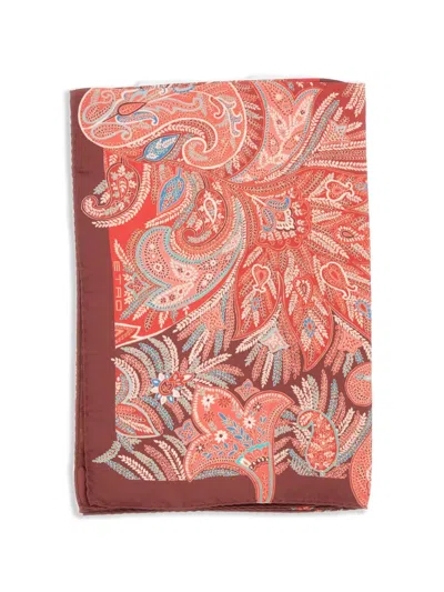 Etro Paisley-print Silk Scarf In Brown