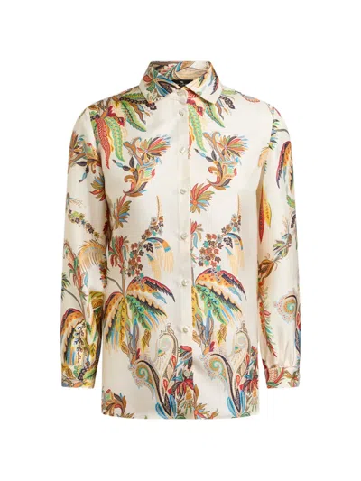 Etro Paisley-print Silk Shirt In Neutral