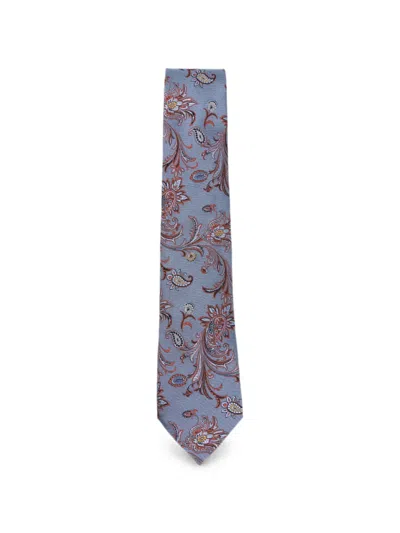 Etro Paisley-print Silk Tie In Blue
