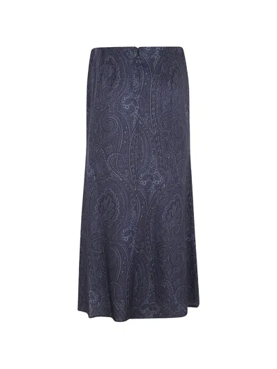 Etro Paisley-print Skirt In Blue