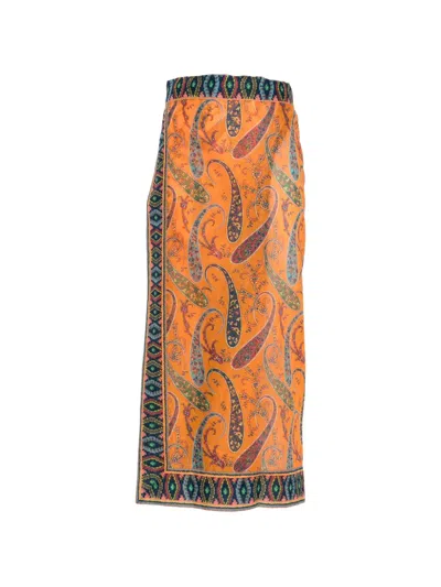 Etro Paisley-print Skirt In Orange