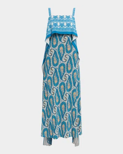 Etro Paisley-print Sleeveless Panel Drape Maxi Dress In Multi