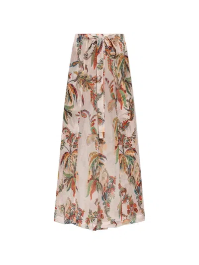 Etro Paisley-print Slit-detail Palazzo Pants In Neutral