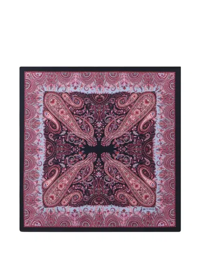 Etro Paisley-print Square Pocket Silk Scarf In Purple