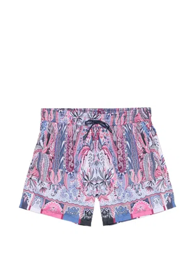 Etro Paisley-print Swim Shorts In Blue