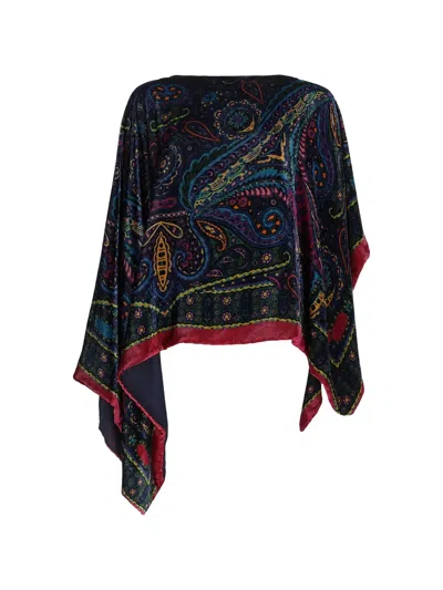 Etro Paisley Viscose Silk Knit Draped Silhouette In Multi