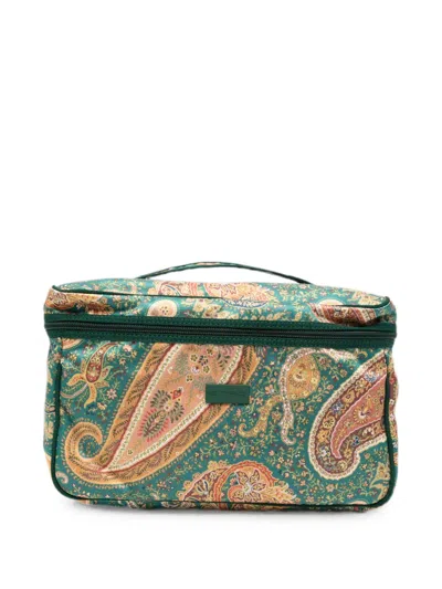 Etro Paisley-print Wash Bag In Green