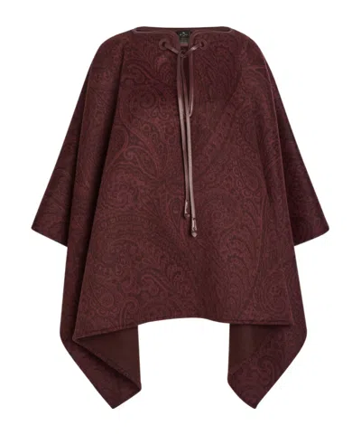 Etro Paisley-print Wool-blend Cape In Red