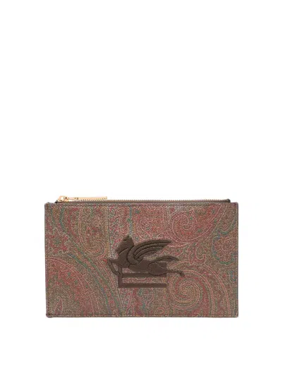 Etro Paisly Print Pouch In Marrón