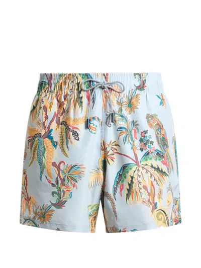 Etro Palm Tree-print Swim Shorts In Multi