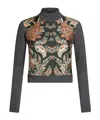 Etro Grey Floral Contrast-panel Sweater In Black