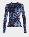 Etro Panne Crew Neck Long Sleeved Top In Blue
