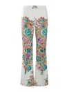 Etro Mid-rise Engineer Bouquet Floral-print Flared Ankle Cotton Pants In Red