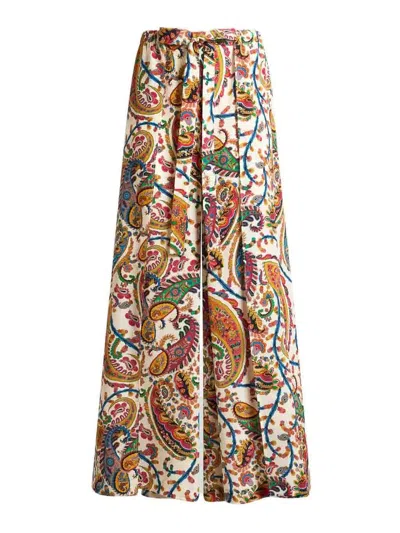 Etro Pantalone Paisley Stampa White In Multi