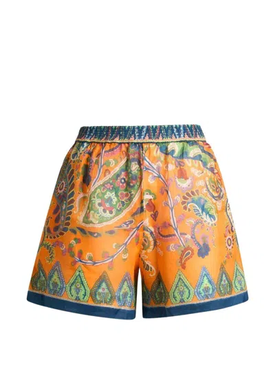 Etro Pantaloncini Con Stampa Colorata  In Orange