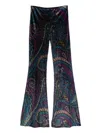 Etro Paisley-print Flared Viscose Trousers In Blue