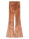 Etro Paisley-print Flared Viscose Trousers In Orange